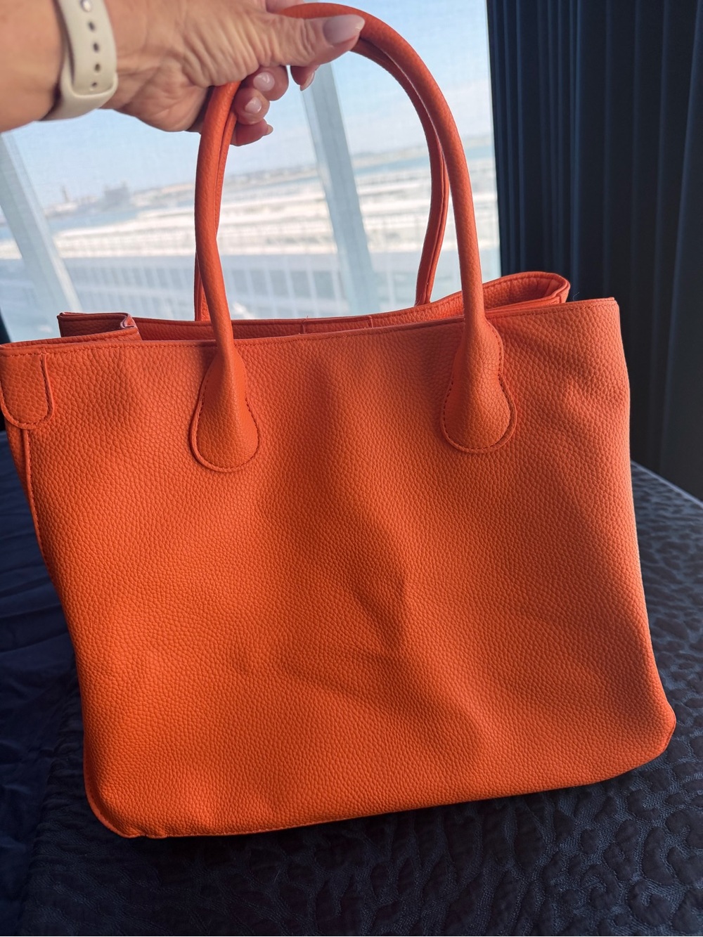 Orange Leather Tote Bag - Women - Picture 6 of 12